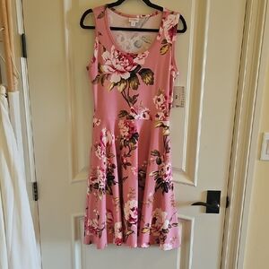 Floral Pink Sleeveless Dress